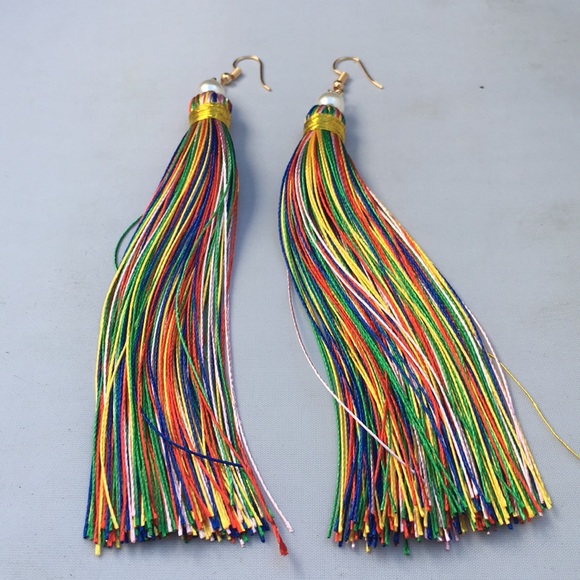 New! Bohemian Multicolored Tassel Earrings - Picture 6 of 7